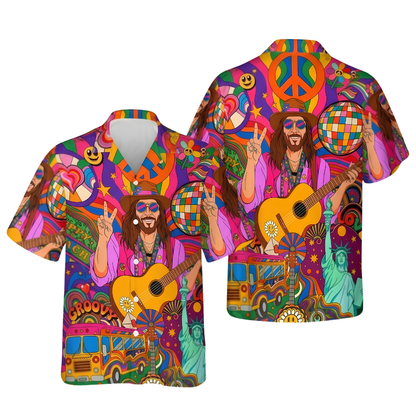 Hippie Rock Music Hawaiian Shirt Colorful, Hippie Hawaiian Shirt HE0863