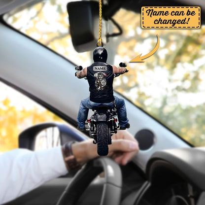 Personalized Biker Car Hanging Ornament, Man Biker Ornaments SO1430