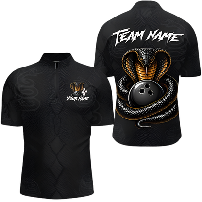 Custom Cobra Snake Black Bowling Jersey For Men, Custom Snake Team Bowling Shirt BZ0909