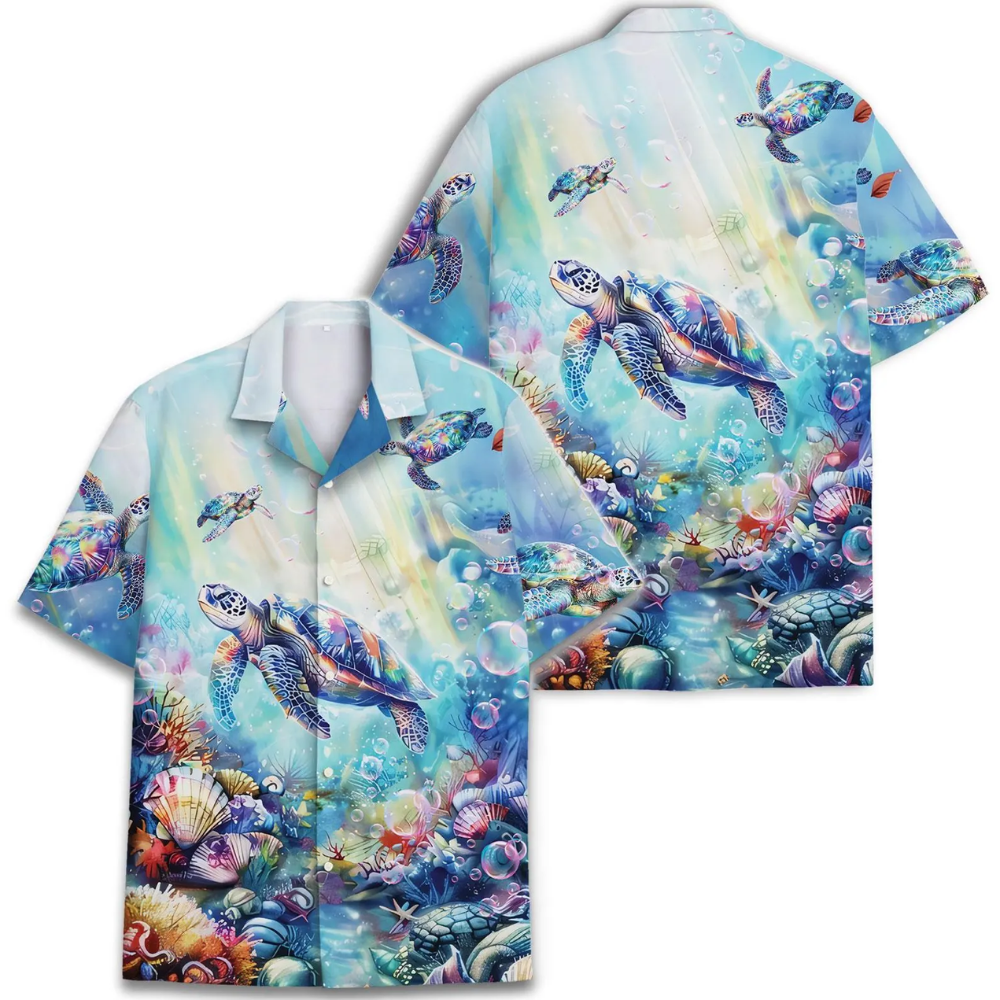 Turtle Galaxy Hawaiian Shirt Men Women, Turtle Ocean Hawaiian Shirt HE0733