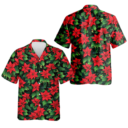 Poinsettia Tropical Hawaiian Shirt Men Women, Red Floral Hawaiian Shirt HE0769