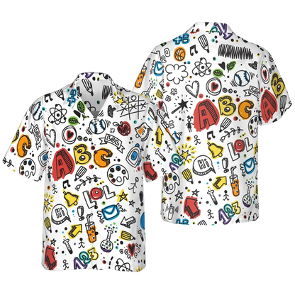Alphabet Colorful Hawaiian Shirt For Men Women, Teacher Hawaiian Shirt HE0756