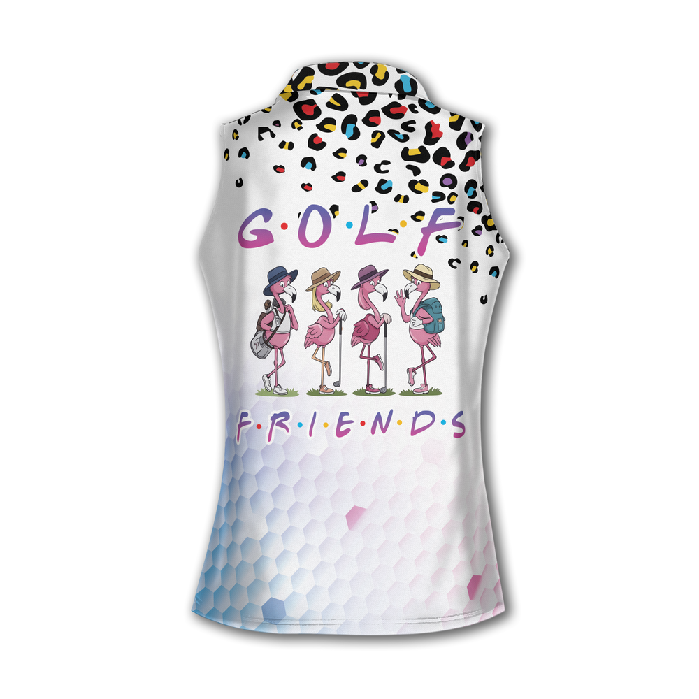Women's Golf Friends Flamingo Sleeveless Golf Shirt, Flamingo Golf Team Shirts For Ladies GW0076
