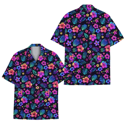 Neon Hibiscus Hawaiian Shirt For Men Women, Tropical Floral Hawaiian Shirts HE0719