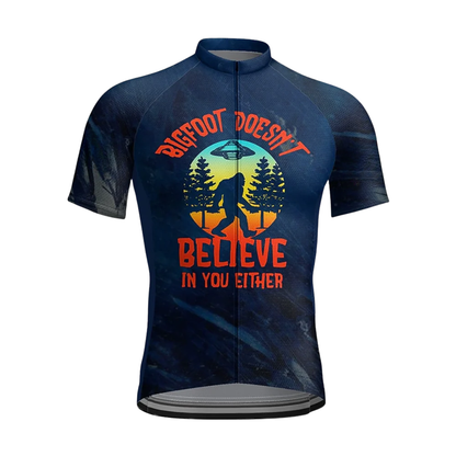 Bigfoot Doesn't Believe In You Either Short Sleeve Cycling Jersey For Men, Funny Sasquatch Cycling Jerseys CZ0154