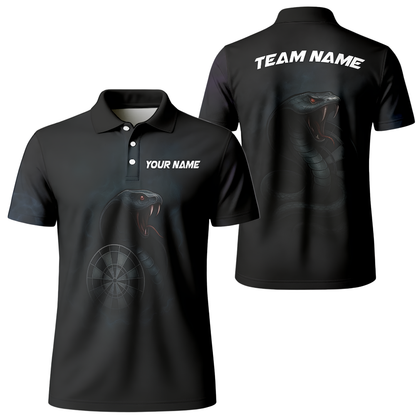 Custom Cobra Snake Black Darts Men Polo Shirt, Custom Snake Darts Team Shirt DZ0151