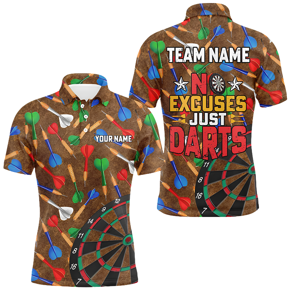 No Excuses Just Darts Custom Colorful Arrow Darts Polo Shirt Men, Custom Funny Dart Team Shirt DZ0150