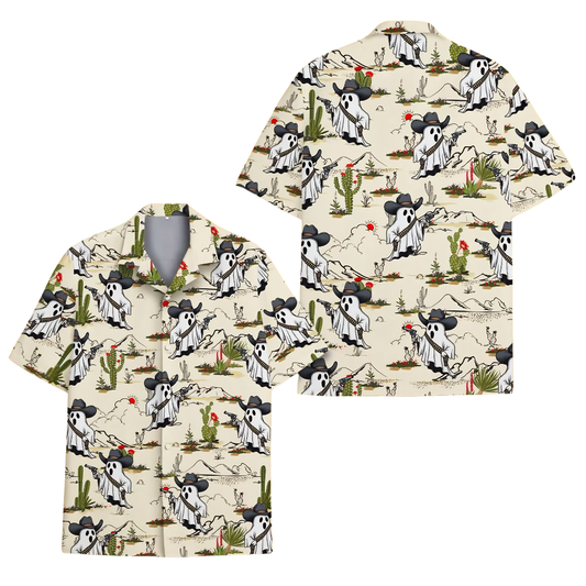 Ghost Cowboy Funny Hawaiian Shirt, Western Halloween Hawaiian Shirt HE0812