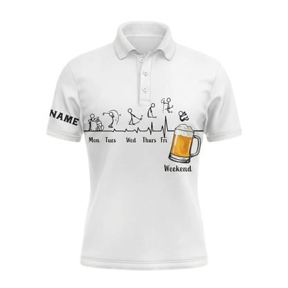 Custom Weekend Forecast Golfing With A Chance Of Drinking Men's Golf Polo Shirt, Custom Beer Funny Golf Shirt GZ0350