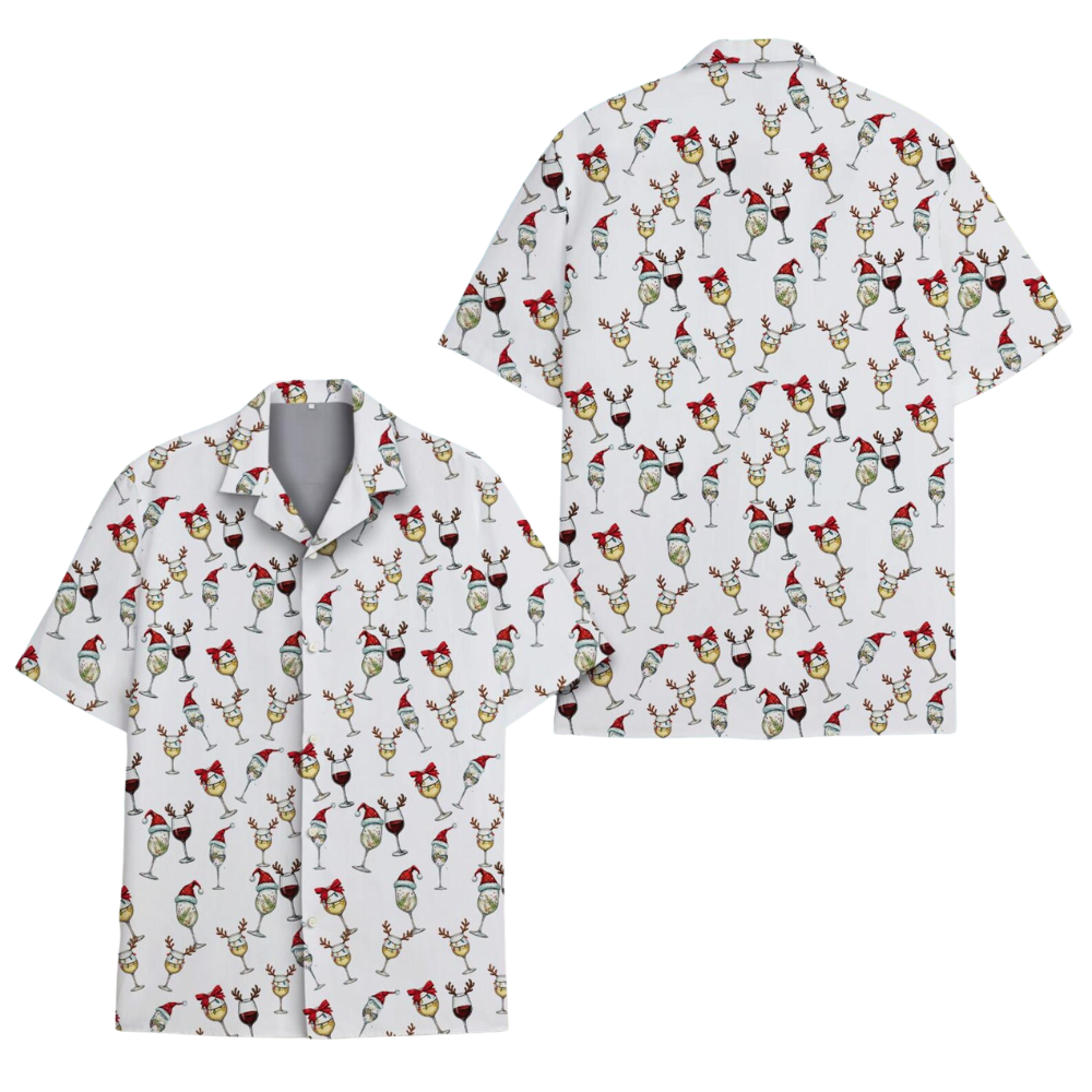 Wine Lover Christmas Hawaiian Shirt Women Men, Wine Hawaiian Shirt For Xmas HE0685
