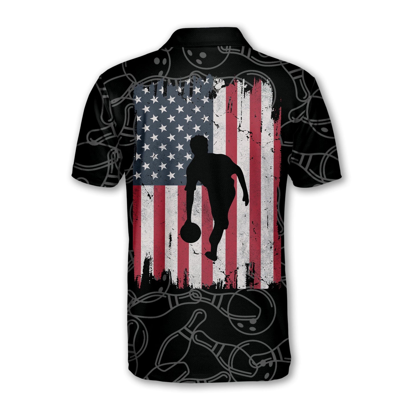 Custom American Flag Bowling Polo Shirts For Men, Custom Patriotic Bowling Shirts BM0323