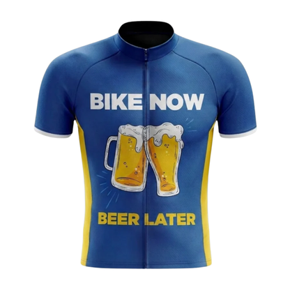 Bike Now Beer Later Cycling Short Sleeve Jersey Mens, Beer Cycling Jersey CG0880