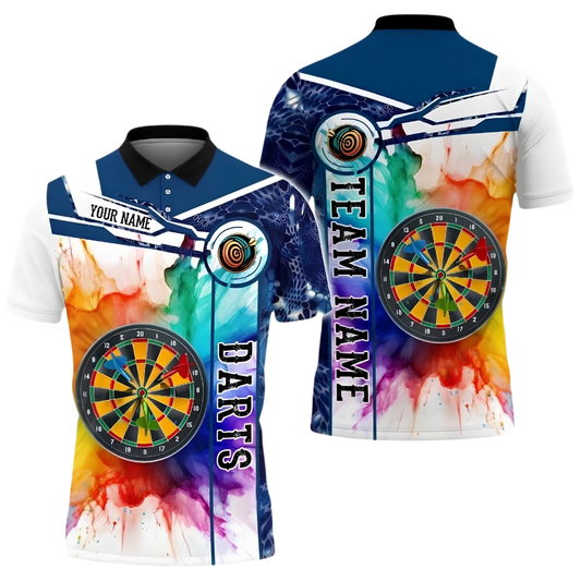 Custom Team Colorful Spash Dart Polo Shirt Men, Custom Darts Shirt DZ0174