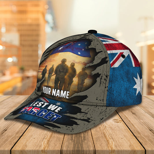 3D Classic Cap Lest We Forget Australian Veteran Personalized Name Cap 63 Lasfour CA2429