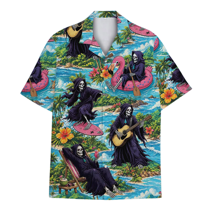 Funny Reaper Tropical Beach Hawaiian Shirt For Men, Skull Tropical Hawaiian Shirt HE0644