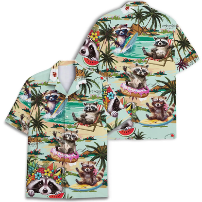 Funny Raccoon Beach Hawaiian Shirt, Raccoon Tropical Aloha Shirt HE0732