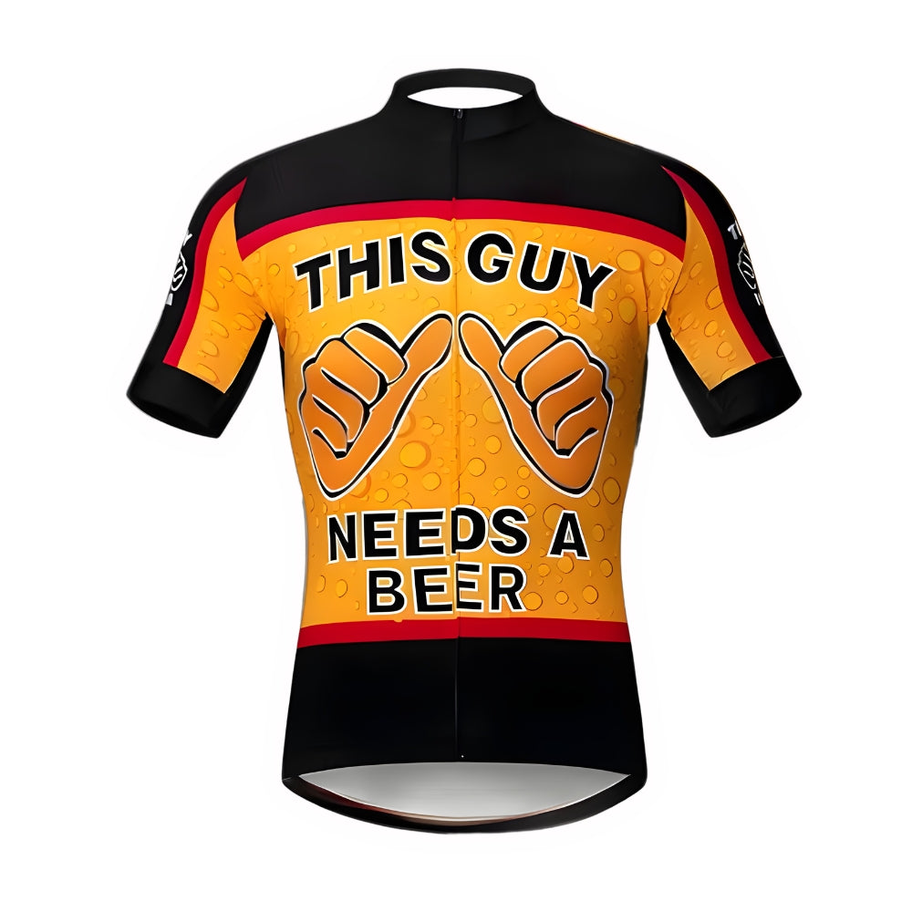 This Guy Need A Beer Men's Cycling Short Sleeve Jersey, Funny Beer Cycling Jerseys CZ0037