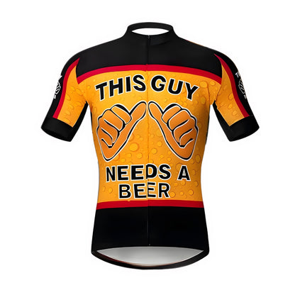 This Guy Need A Beer Men's Cycling Short Sleeve Jersey, Funny Beer Cycling Jerseys CZ0037