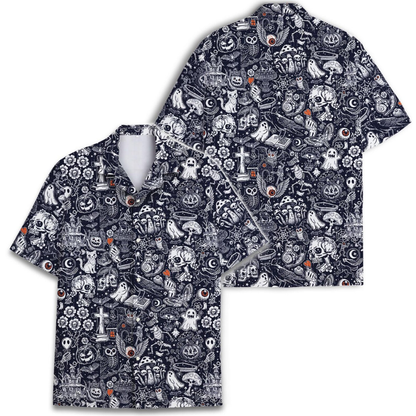 Skeleton Pumpkin Ghost Hawaiian Shirt, Halloween Skull Hawaiian Shirt HE0729