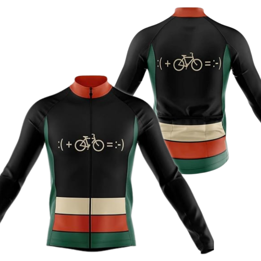 Bike And Smile Long Sleeve Men's Cycling Jersey, Minimalist Cycling Jerseys CZ0027