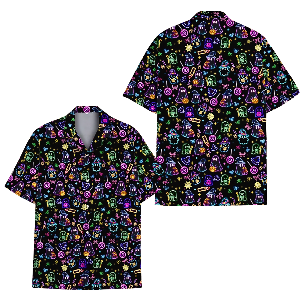 Neon Halloween Hawaiian Shirt For Men Women, Halloween Hawaiian Shirt HE0811