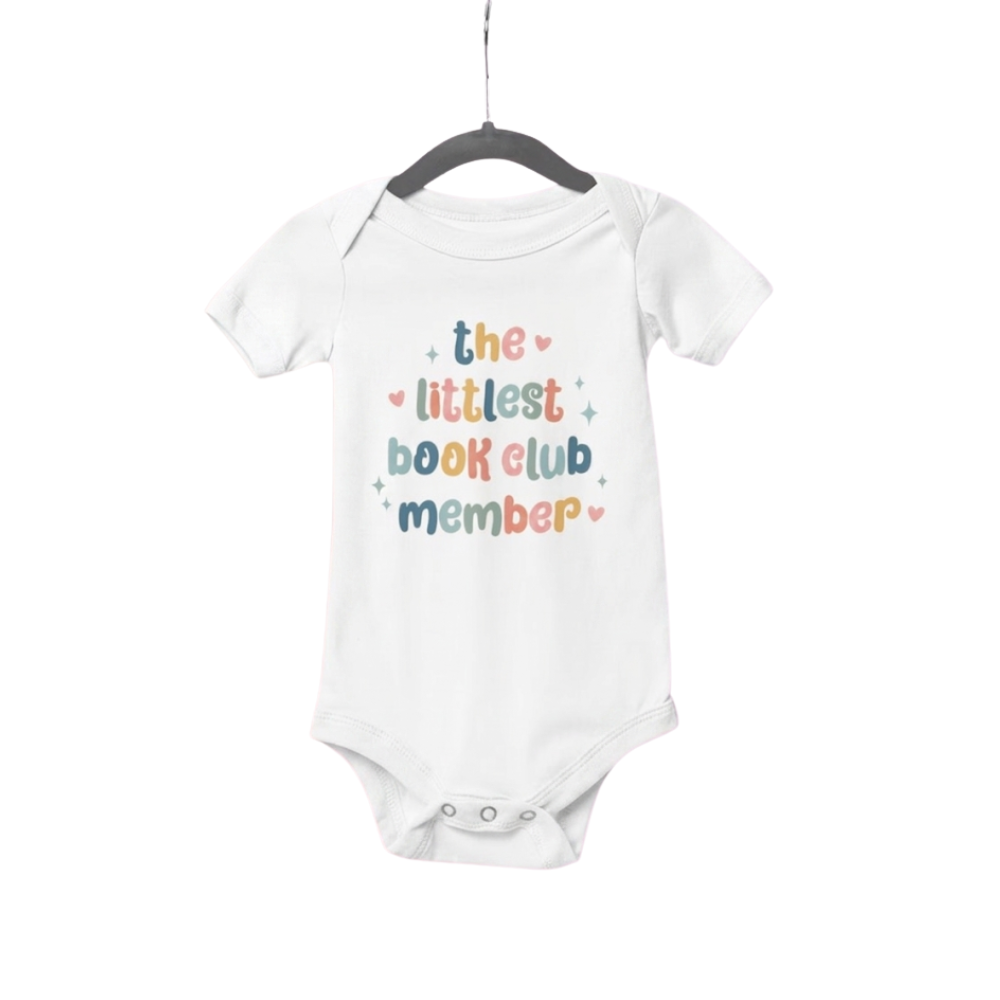 The Littlest Book Club Member Baby Bodysuit, Book Lover Baby Bodysuit BB0001