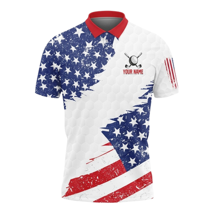 Custom American Flag Golf Polo Shirt For Mens, Custom Team Patriotic Golf Shirts GE0567