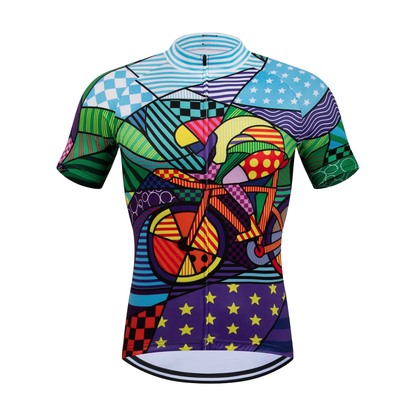 Colorful Mountain Cycling Short Sleeve Jersey For Men, Mountain Cycling Jersey CE0059