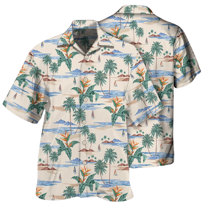 Beach Vintage Hawaiian Shirt For Men Women, Tropical Beach Hawaiian Shirts HE0711