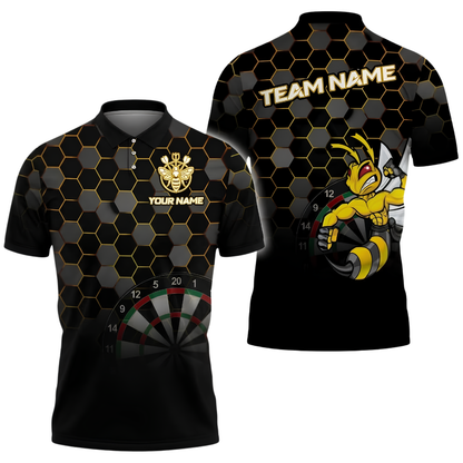 Custom Bee Honeycomb Darts Polo Shirt For Men, Custom Bee Dart Team Shirt DZ0173