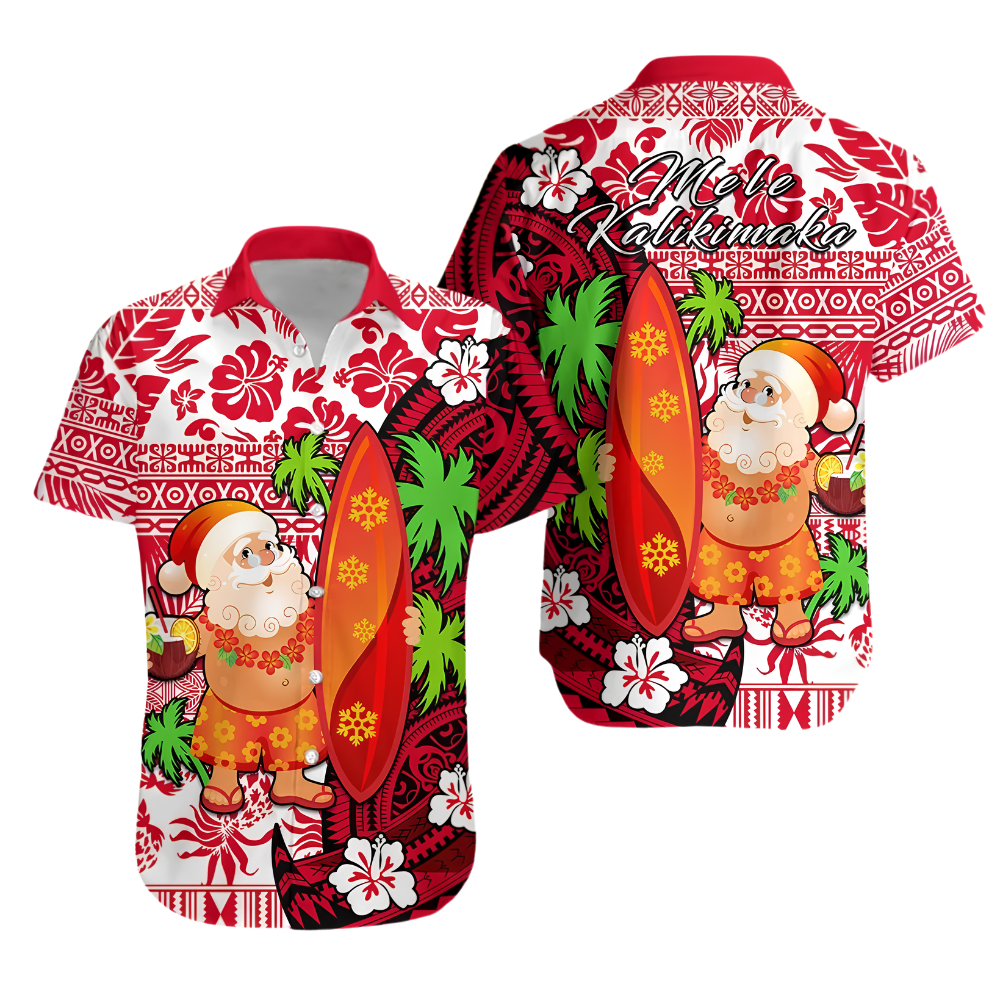 Santa Surfing Tribal Hawaiian Shirt For Men Women, Funny Christmas Hawaiian Shirt HE0848