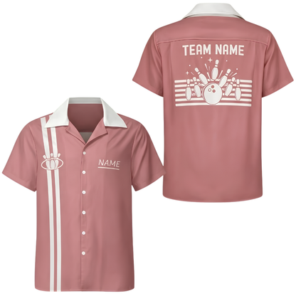 Custom Pink Vinatge Bowling Hawaiian Shirt For Men Women, Custom Vintage Bowling Team Shirt BE0255