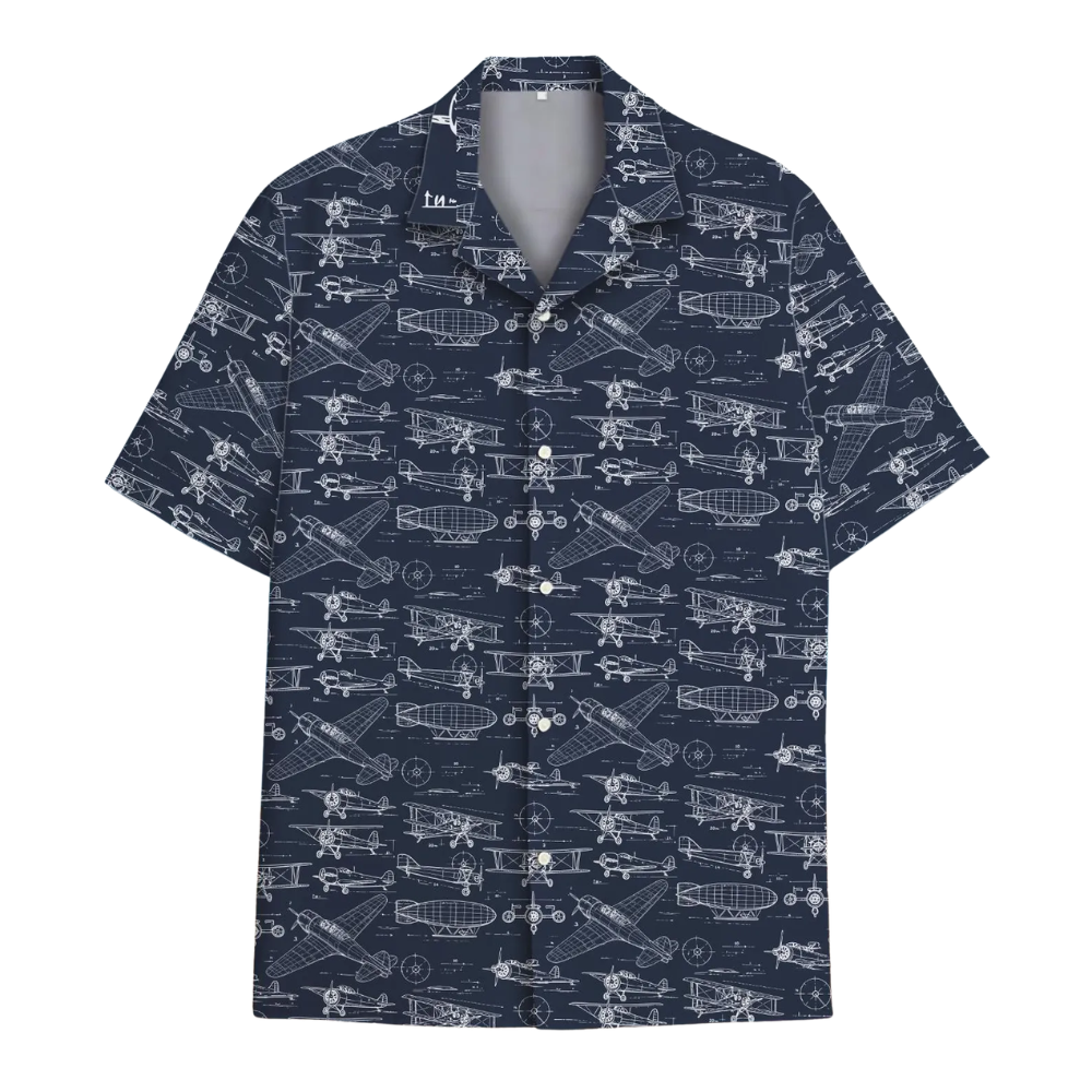 Aircraft Navy White Hawaiian Shirt For Men, Military Airplane Hawaiian Shirt HE0376