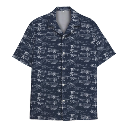 Aircraft Navy White Hawaiian Shirt For Men, Military Airplane Hawaiian Shirt HE0376