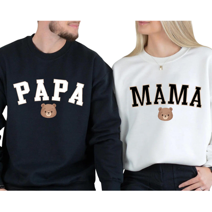 Bear Papa Mama Baby Family Matching Sweatshirt, Personalized Family Bear Sweatshirts ET1371