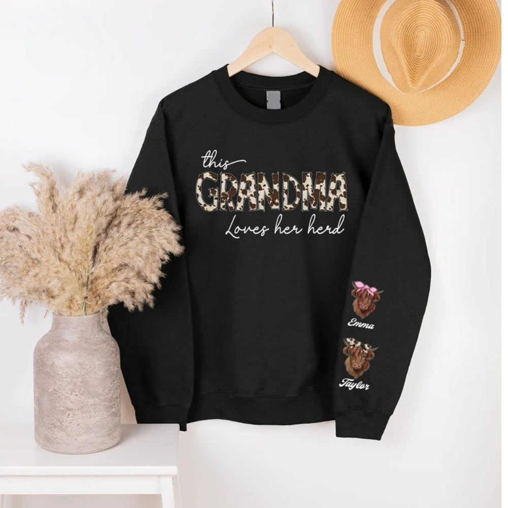 Custom This Mama Loves Her Herd Sweatshirt, Custom Cow Sweatshirt For Mom 2D0560