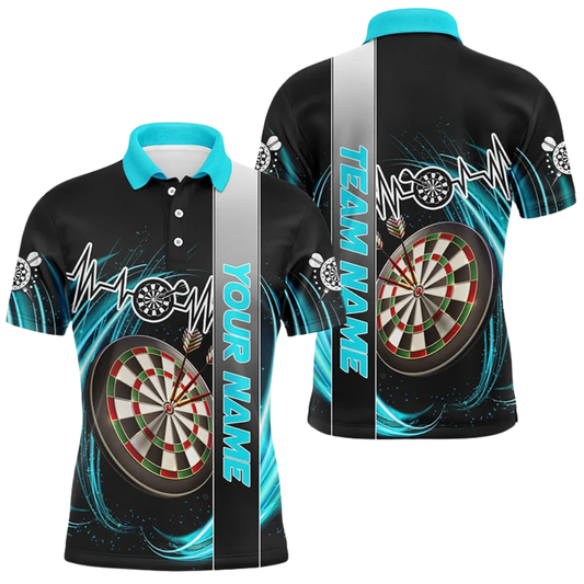 Custom Team Cyan Lightning Dart Polo Shirt, Custom Darts Shirt For Team DZ0146