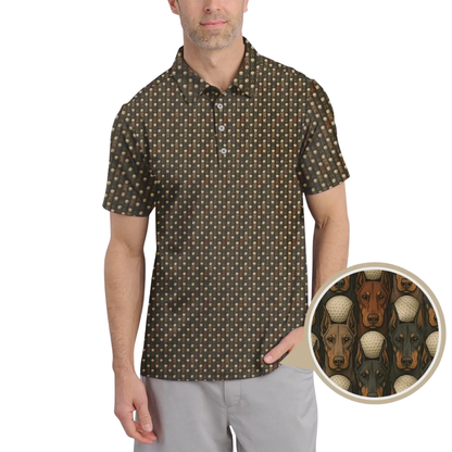 Doberman Pattern Men's Golf Polo Shirt, Doberman Dog Golf Shirts GE0449