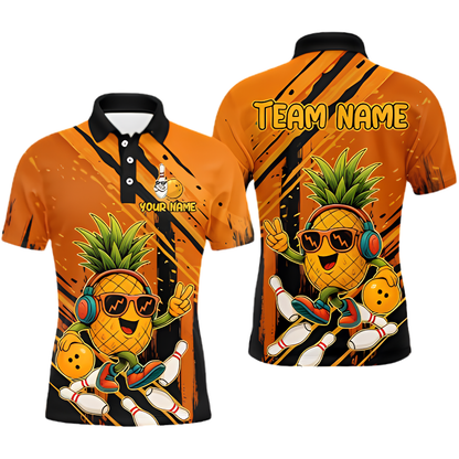 Funny Pineapple Custom Mens Bowling Polo Shirt, Custom Pineapple Bowling Team Shirt BZ0910