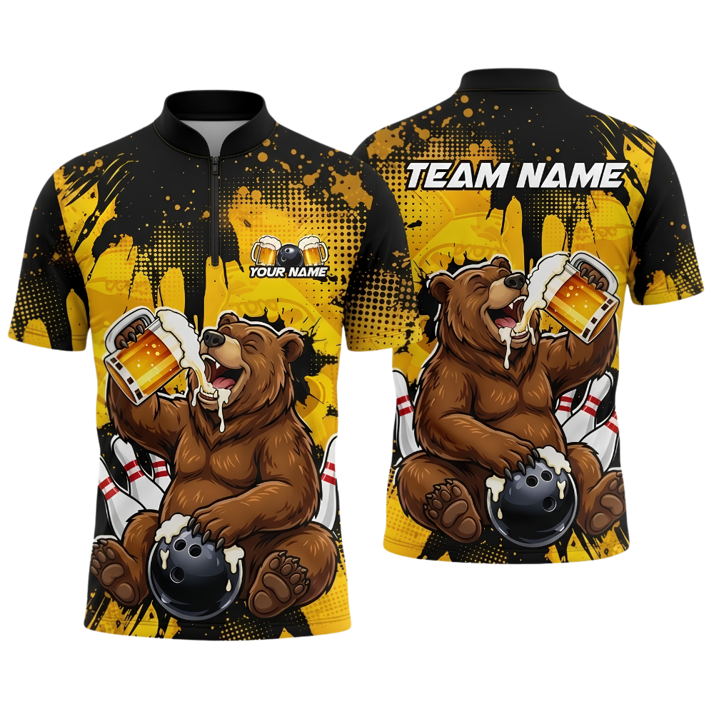 Bear And Beer Custom Bowling Jersey For Men, Custom Bear Bowling Shirts For Team BZ0887