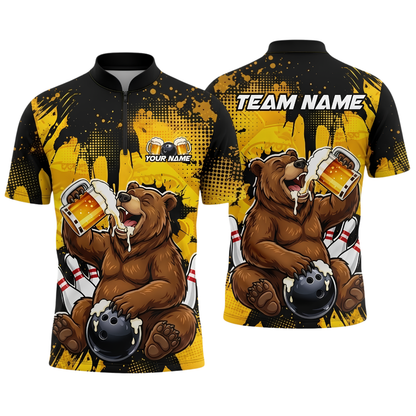 Bear And Beer Custom Bowling Jersey For Men, Custom Bear Bowling Shirts For Team BZ0887