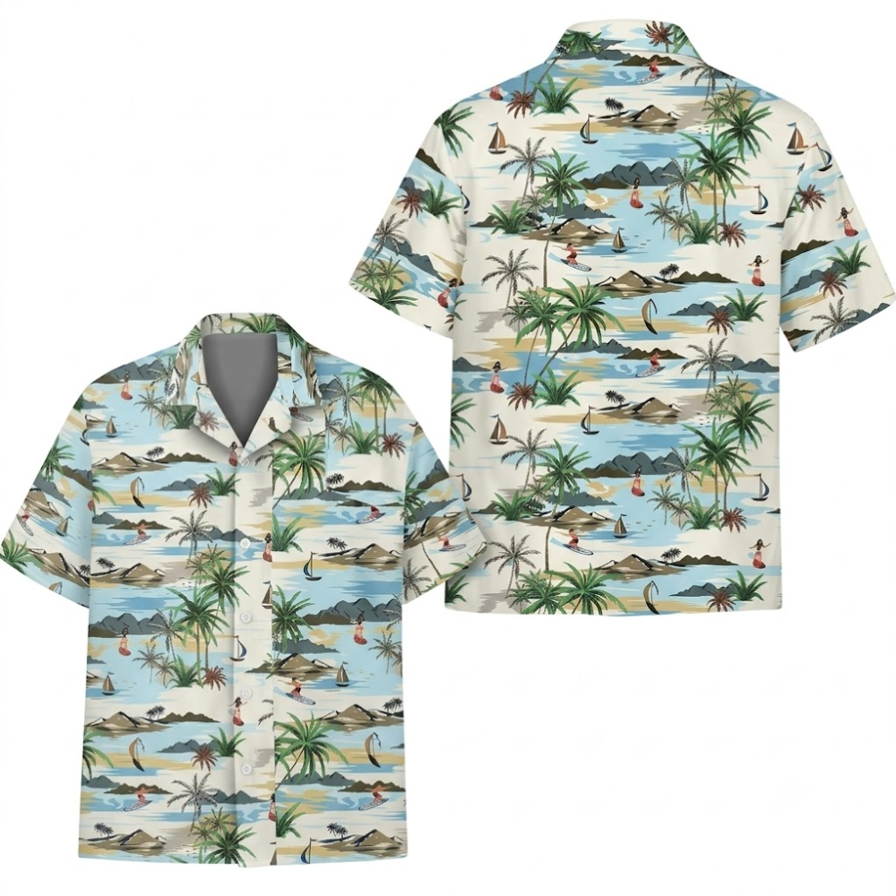 Tropical Beach Hawaiian Shirt For Men Women, Beach Hawaiian Shirt With Pocket HE0741