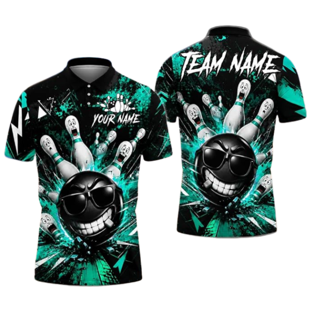 Custom Funny Ball Bowling Polo Shirt For Men, Custom Funny Bowling Team Shirt BZ0919