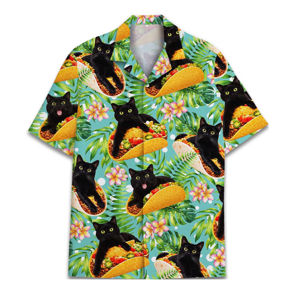 Cat Taco Tropical Hawaiian Shirt Men Women, Cat Mexcian Food Hawawiian Shirt HE0625