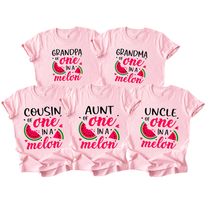 One In A Melon Personalized 1st Birthday Girl Matching Family T Shirt, Custom Watermelon First Birthday Family Shirts ET1149