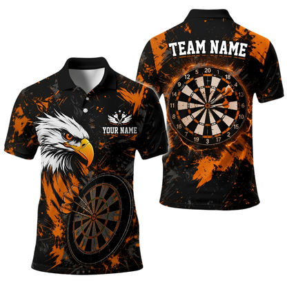 Custom Eagle Darts Men Polo Shirt Black Orange, Custom Eagle Darts Team Shirt DE0120