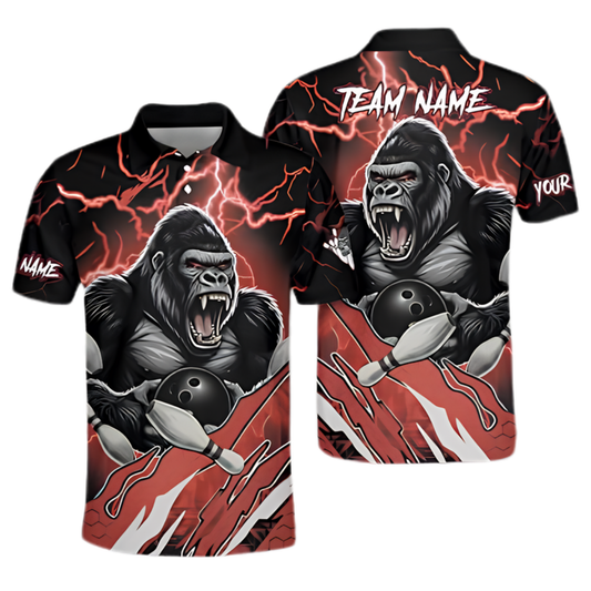 Custom Bigfoot Thunder Bowling Polo Shirt For Men, Custom Bigfoot Sasquatch Bowling Team Shirt BZ0961