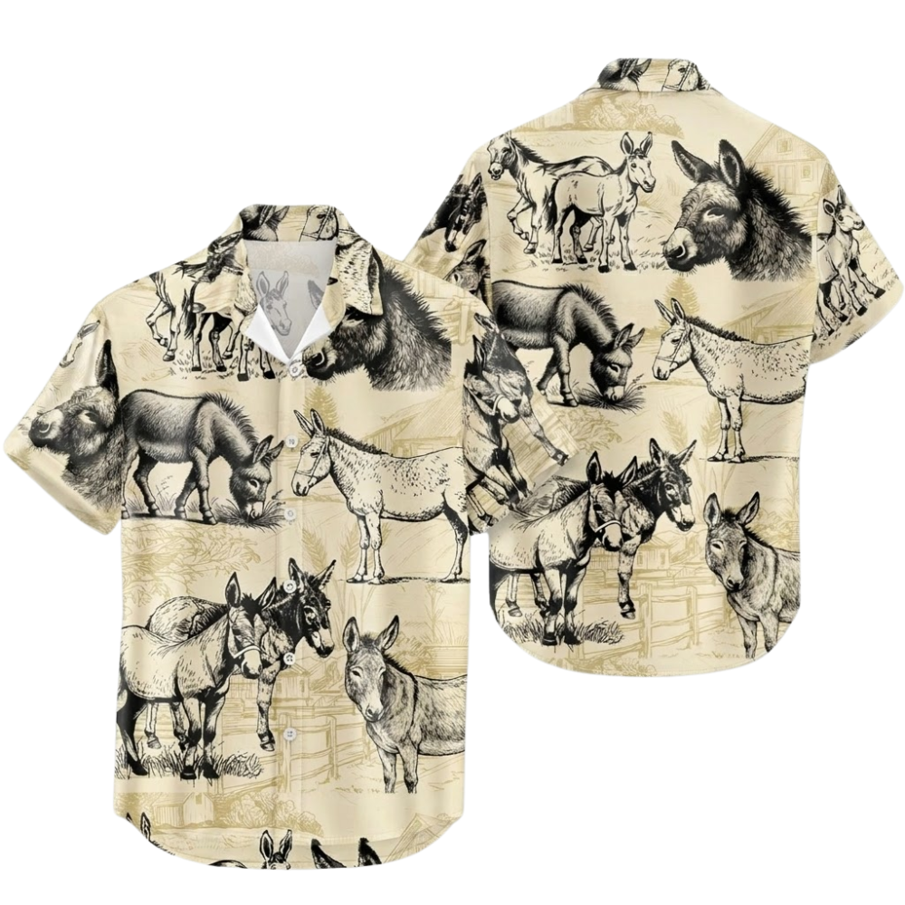 Vintage Donkey Hawaiian Shirt For Men, Donkey Hawaiian Shirts HE0704