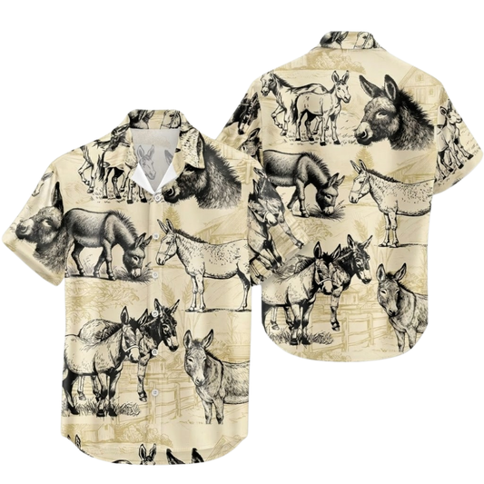 Vintage Donkey Hawaiian Shirt For Men, Donkey Hawaiian Shirts HE0704