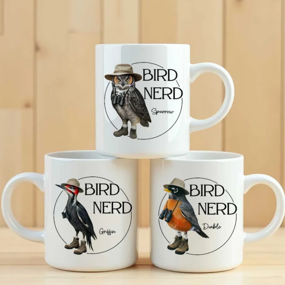 Personalized Bird Nerd Funny Bird Watcher Mug, Custom Name Twitcher Mug, Personalized Mug For Bird Lover TD0011